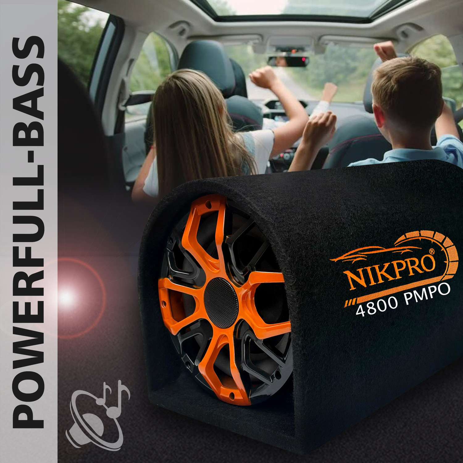 Image of NIKPRO Built-in amplifier car bass tube Plug and Play 10 inch Car Bass Tube with a built-in amplifier Subwoofer