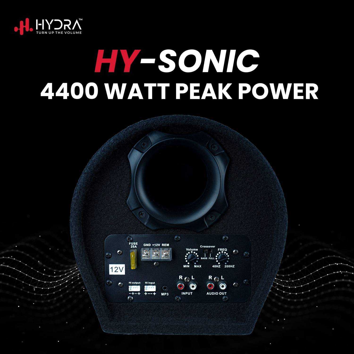 Hydra HY-SONIC 1608 8 inch Active Car Subwoofer - Image 4