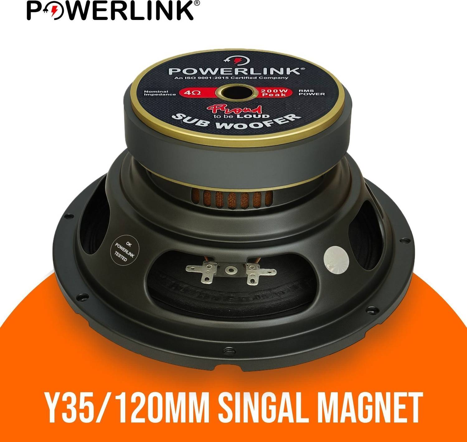 Powerlink 8" Orange Subwoofer 200W Peak - Image 5