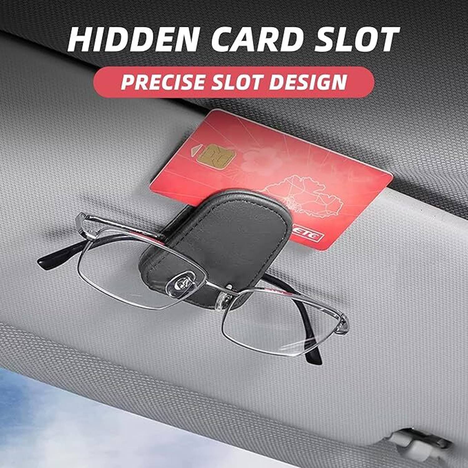 MIRAIGAI Black Grey Car Sunglass Clip Holder - Image 3