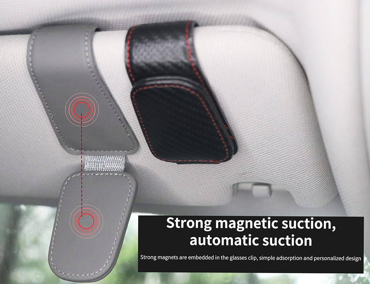 MIRAIGAI Black Grey Car Sunglass Clip Holder - Image 2