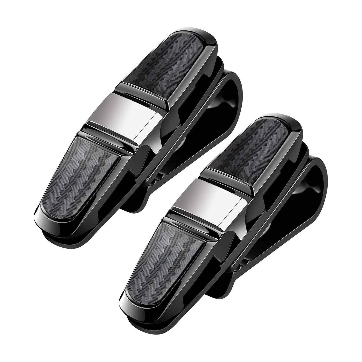 Campark Glasses Holders for Car Sun Visor, Rotatable Car Eyeglasses Sunglasses Hanger Mount with Ticket Card Clip Black Car Sunglass Clip Holder