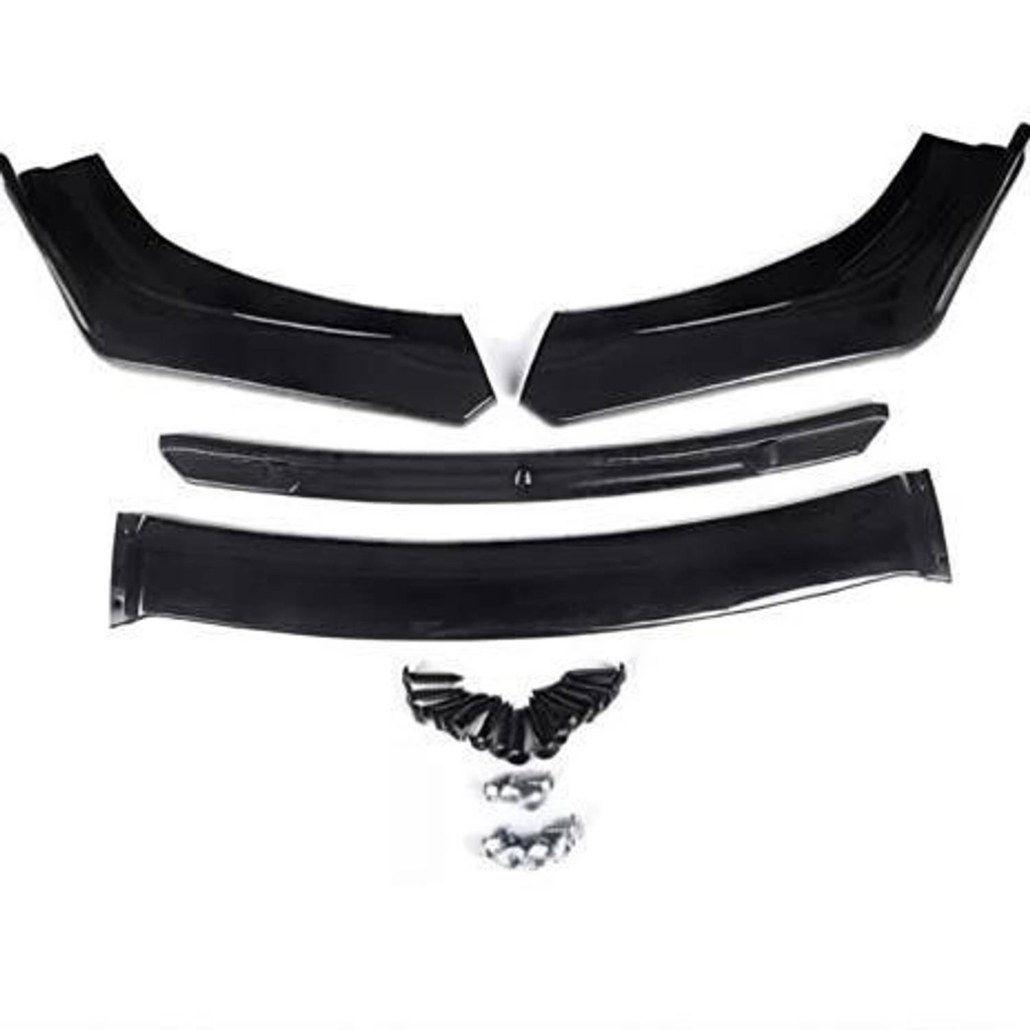 Auto MT BLACK 4PC Universal Car-Bumper Splitter Diffuser Front Chin Body Protection-Kit Car Suspension Kit