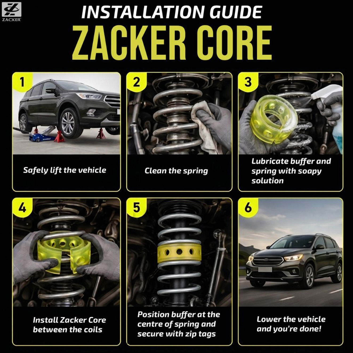 Image of Zacker Core Suspension Coil Spring Buffer for Eon - Rear (2 Pcs) Car Suspension Kit