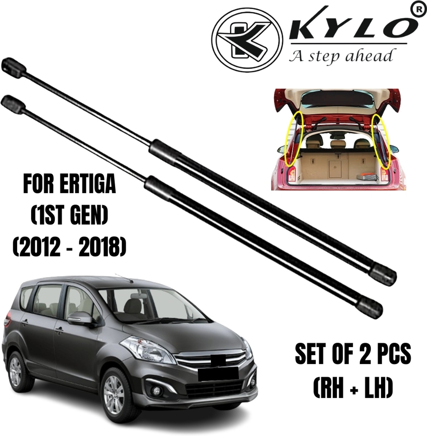 Image of KYLO Dicky Shocker Rear Set of 2 Hatch Liftgate Strut Compatible with ERTGA(2012-2018 Car Suspension Strut
