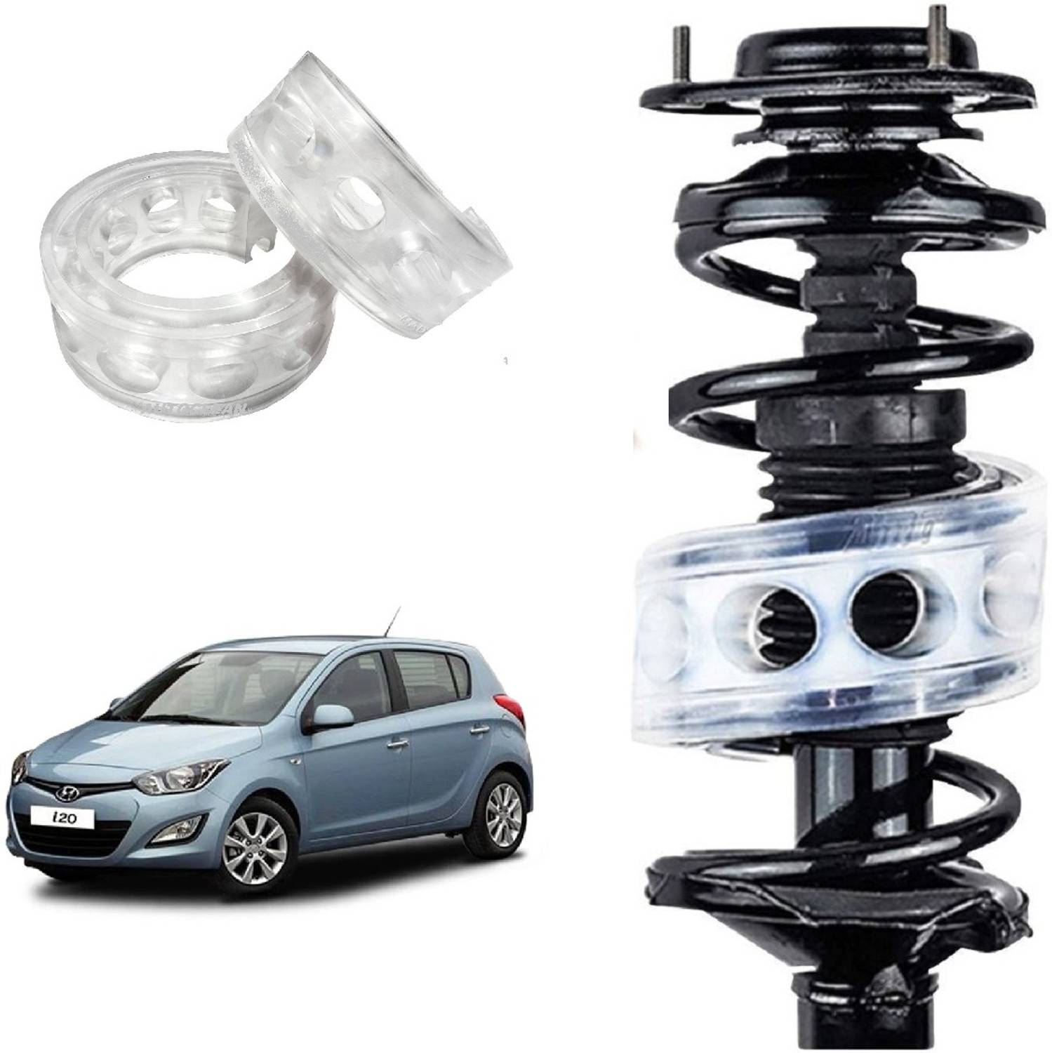 AutoClean FRONT COIL SPRING BUFFER FOR HYUNDAI I20 ALL MODELS SIZE B ( FR + FL SHOCKER ) Car Suspension Strut