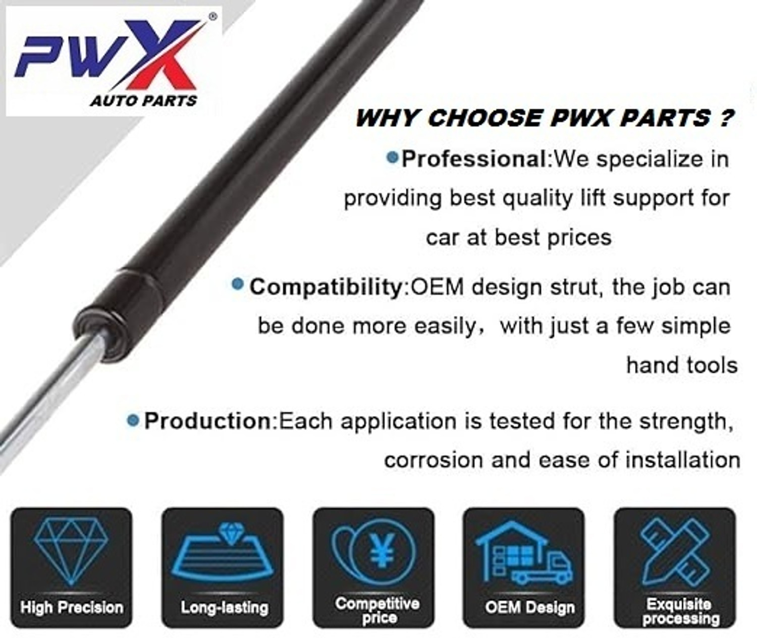 Image of PwX REAR DICKY SHOCKER FOR HYUNDAI EON (2 PEC RH+LH) Car Suspension Strut
