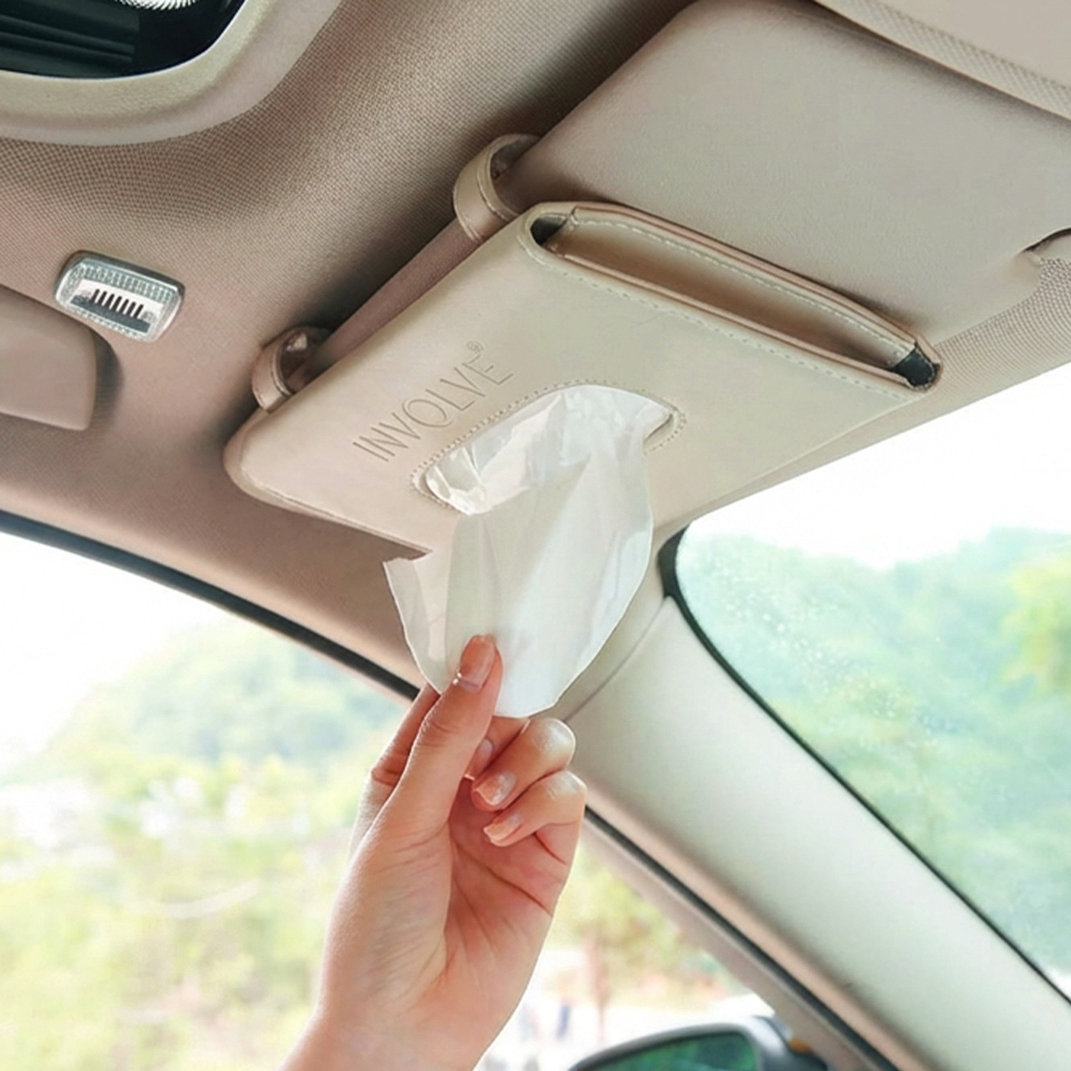 Image of Involve Car Visor Leather Tissue Holder | Sun Visor | Tissue Box Paper Napkin Holder | Vehicle Tissue Dispenser