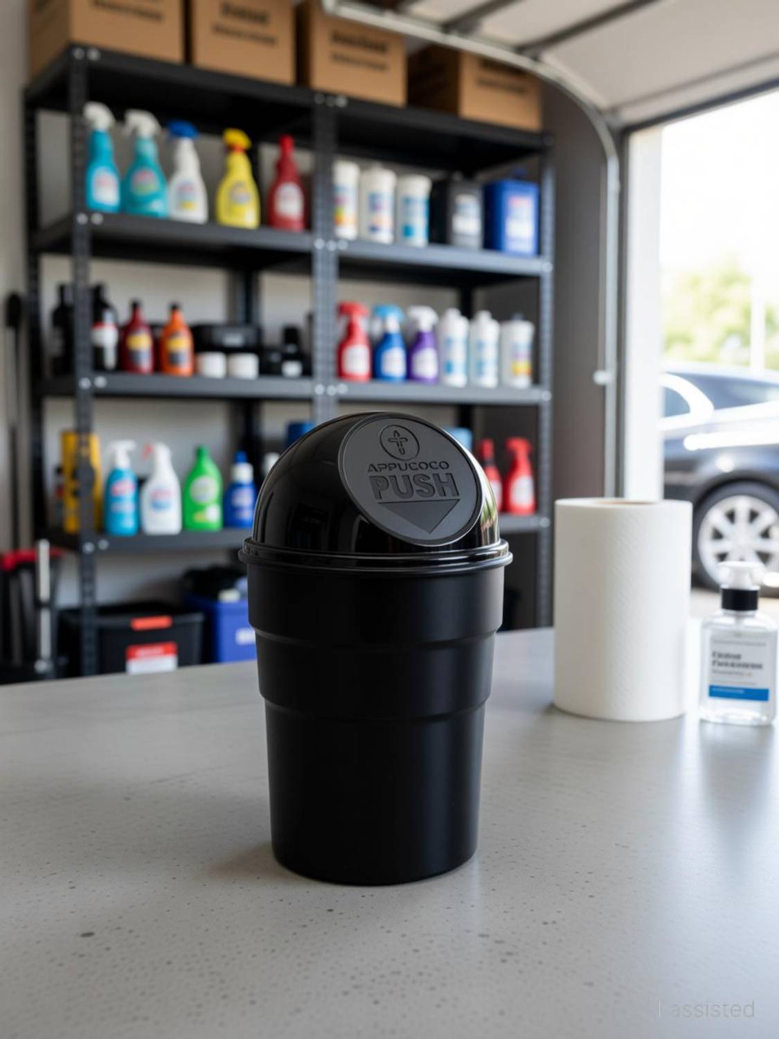 APPUCOCO Mini Car Trash Bin Can Holder Plastic Dustbin