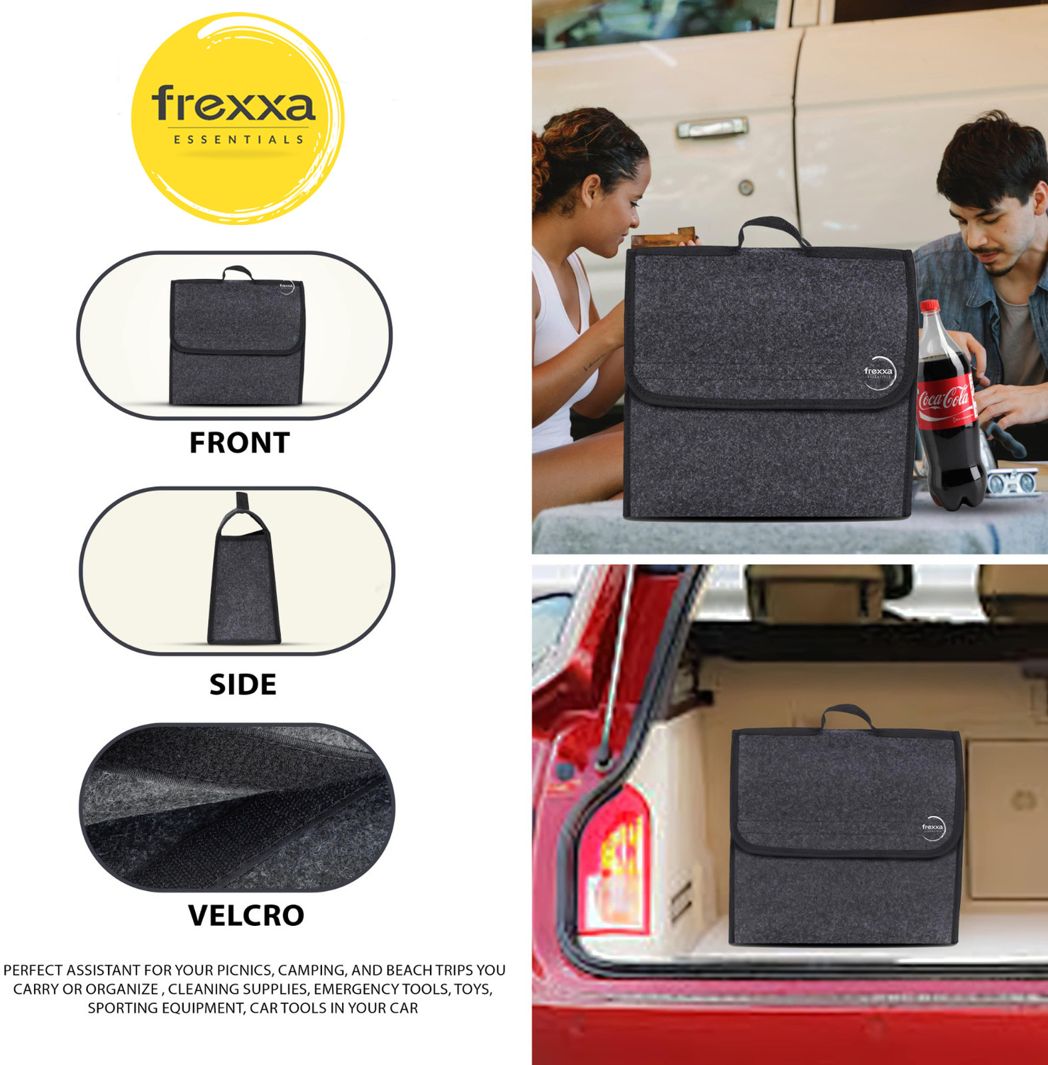 Image of FREXXA Car Trunk Boot Space Felt Utility Boot Storage Tool Bag (MEDIUM Size) Trunk Organizer