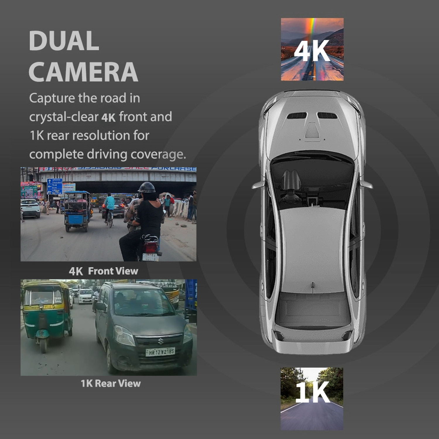 Image of BLEAT 4K DUAL CAR DASHCAM| GPS|G-SENSOR|OBD CONNECTIVITY|ADAS|512GB SUPPORT|STARVIS2 Dashboard Camera System