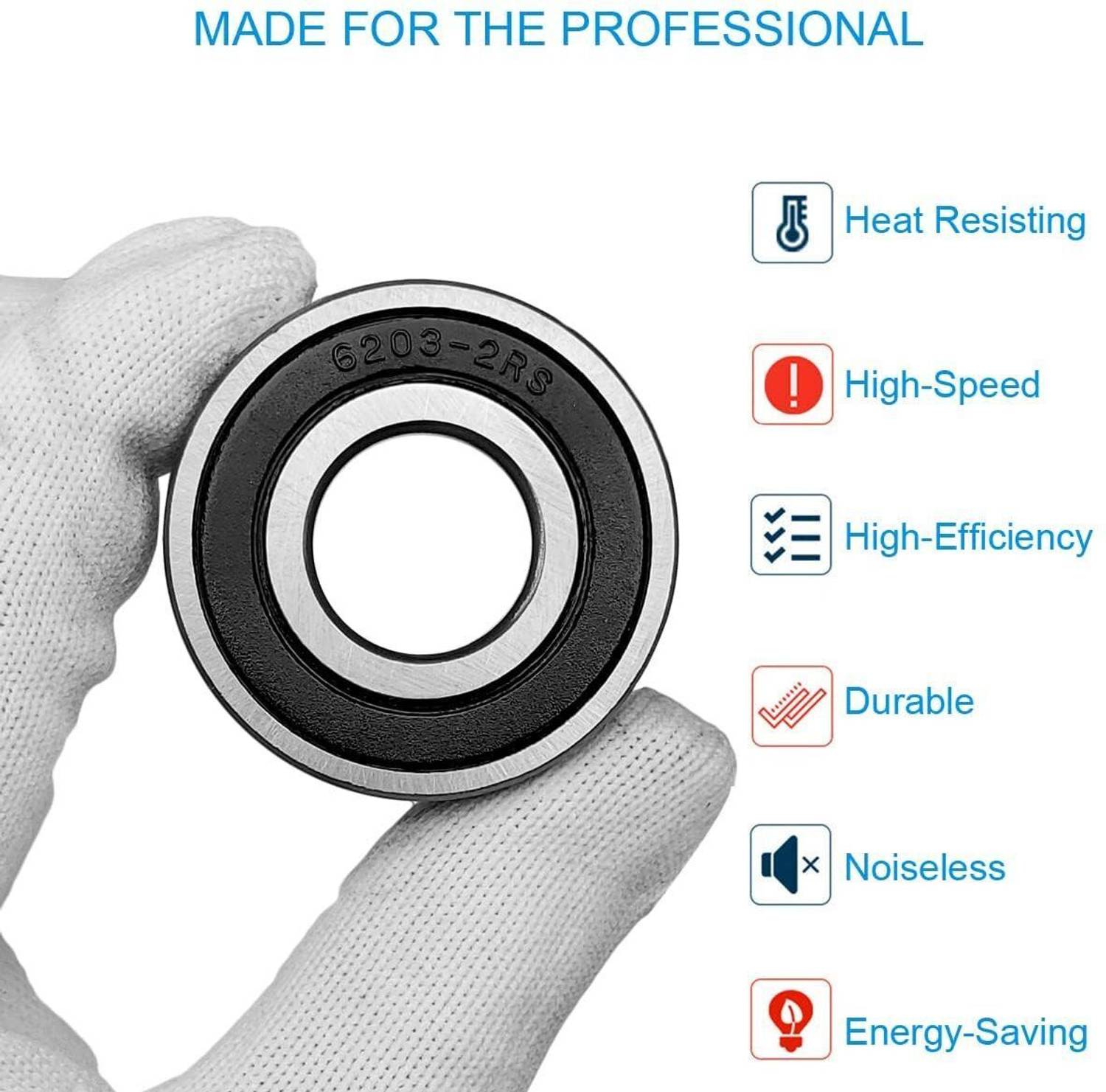 ZMS 6203 2RS 10 Pieces 17mm ID 40mm OD 12mm Width Bearing - Image 5