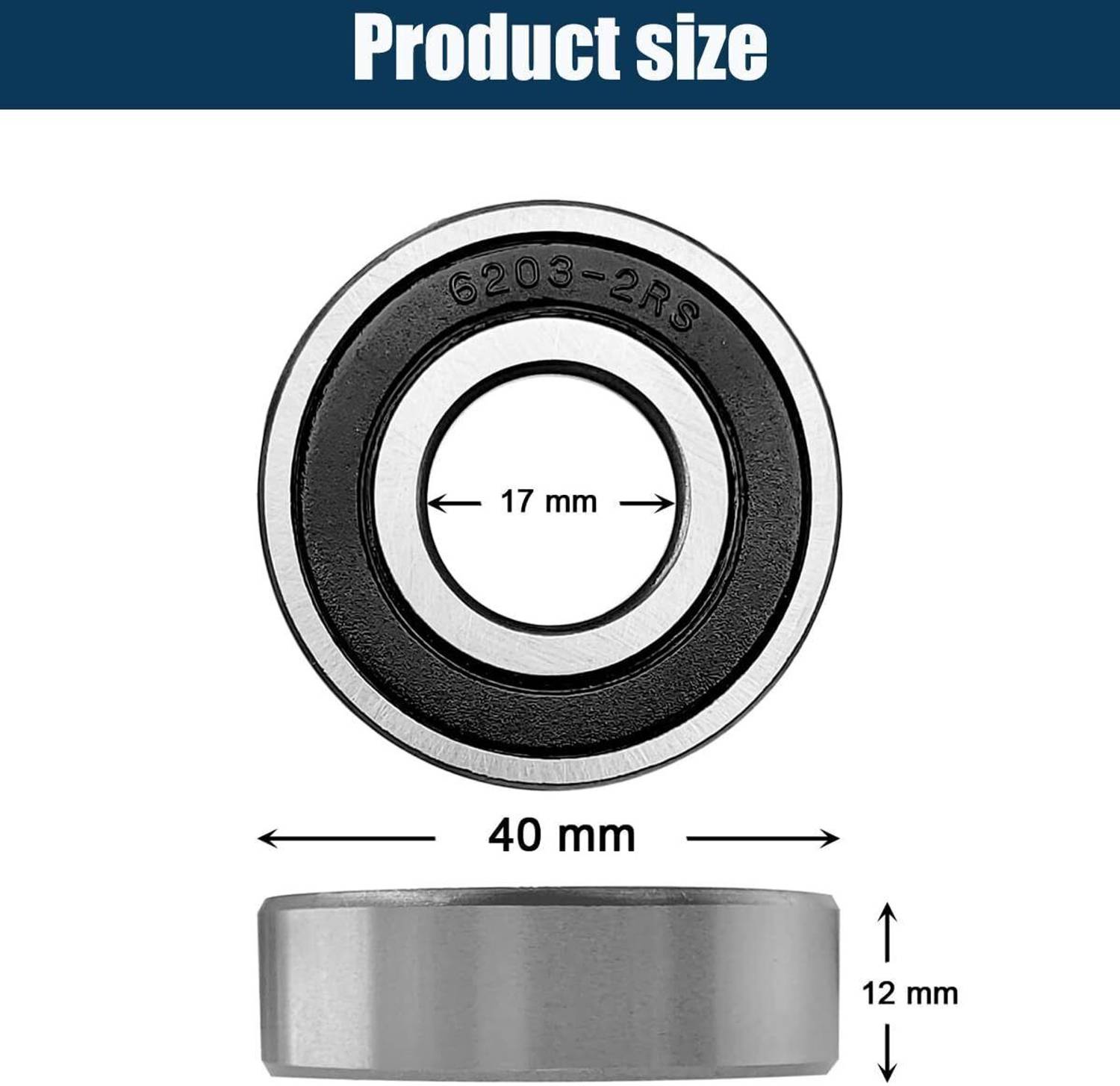 ZMS 6203 2RS 10 Pieces 17mm ID 40mm OD 12mm Width Bearing - Image 2