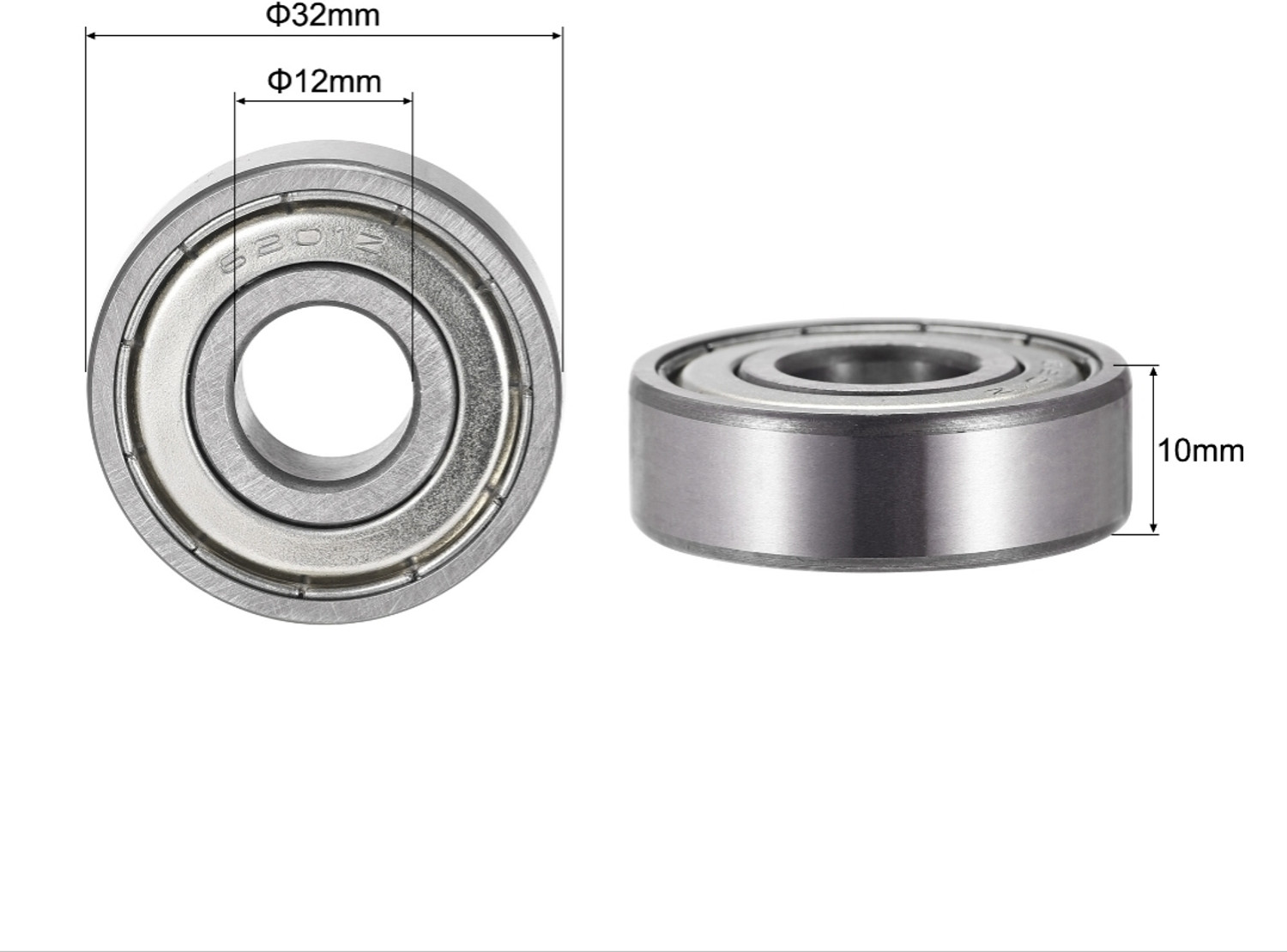 Image of ZMB 6201 zz 8 Pieces | ID-12MM OD-32MM WIDTH-10MM | Ceiling Fan Motor Ball Bearing Wheel Bearing