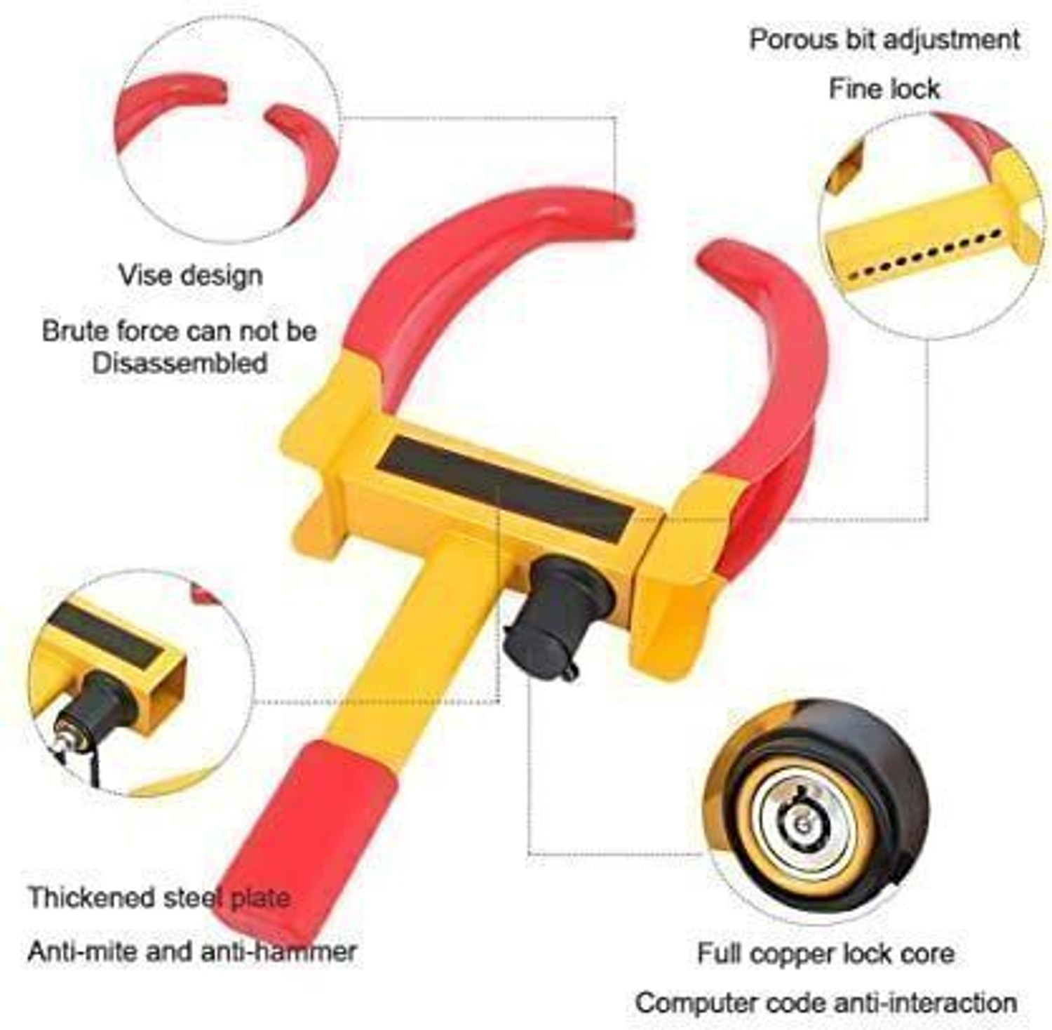 Image of srq Universal Anti Theft car wheel lock Clamp Claw Adjustable for car, auto, truck Wheel Wheel Lock