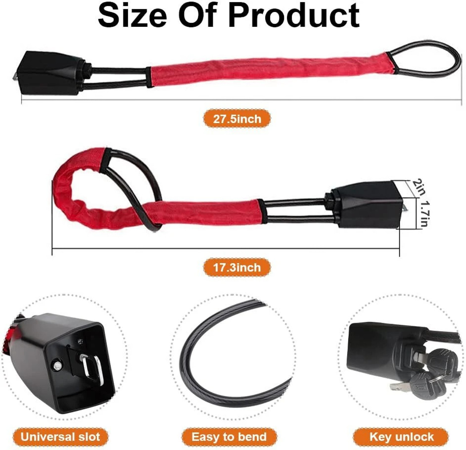 Image of Beamerzz Car Steering Wheel Lock Anti-Theft Device with 3 Keys Wheel Lock-66 Adjustable Safety Lock-001 Wheel Lock