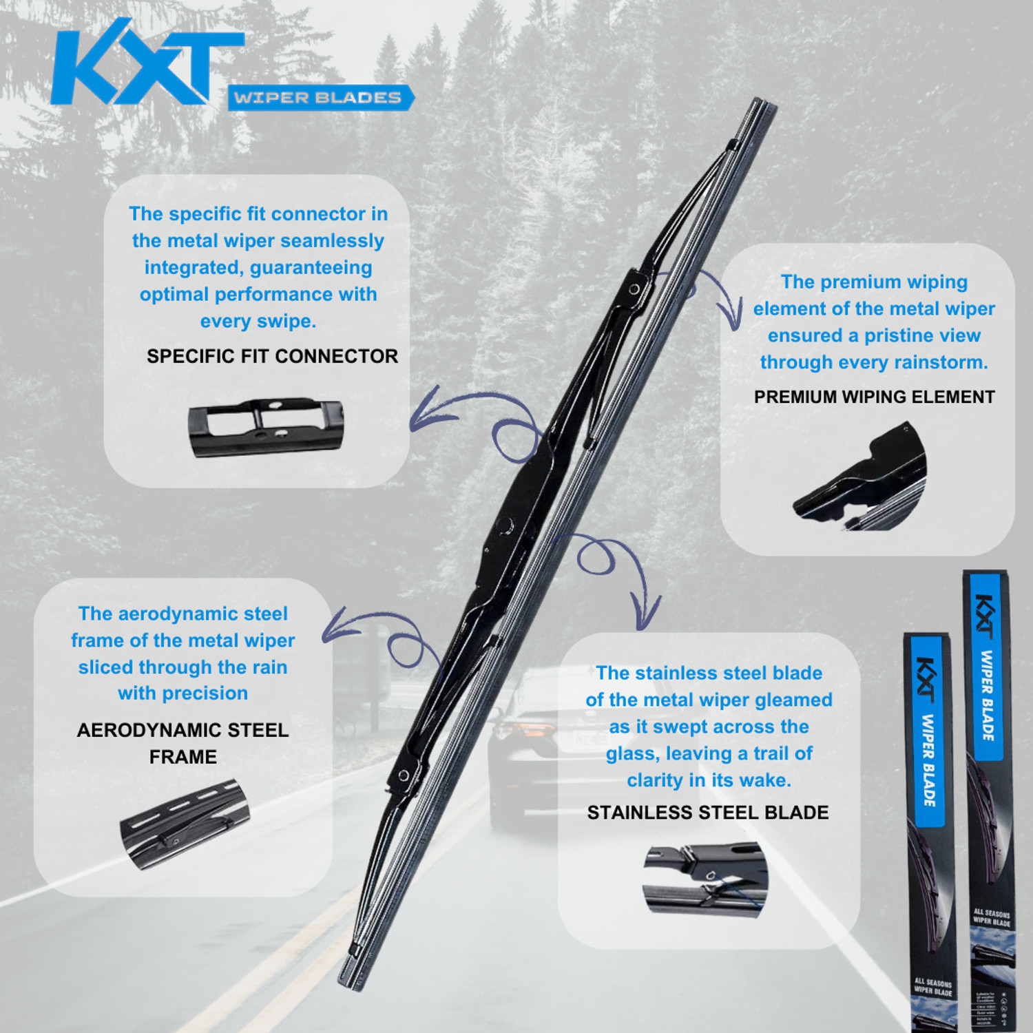Image of Kxt Flat with Frame Wiper Blade Windshield Wiper