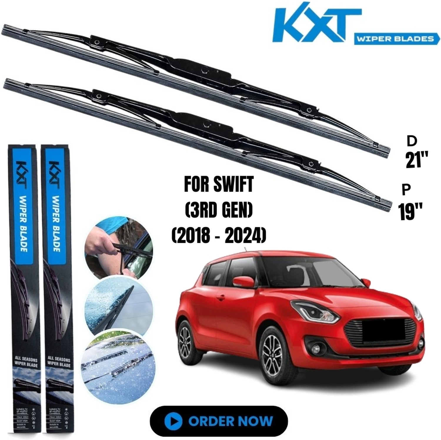 Image of Kxt Flat Metal Wiper Blades Windshield Wiper