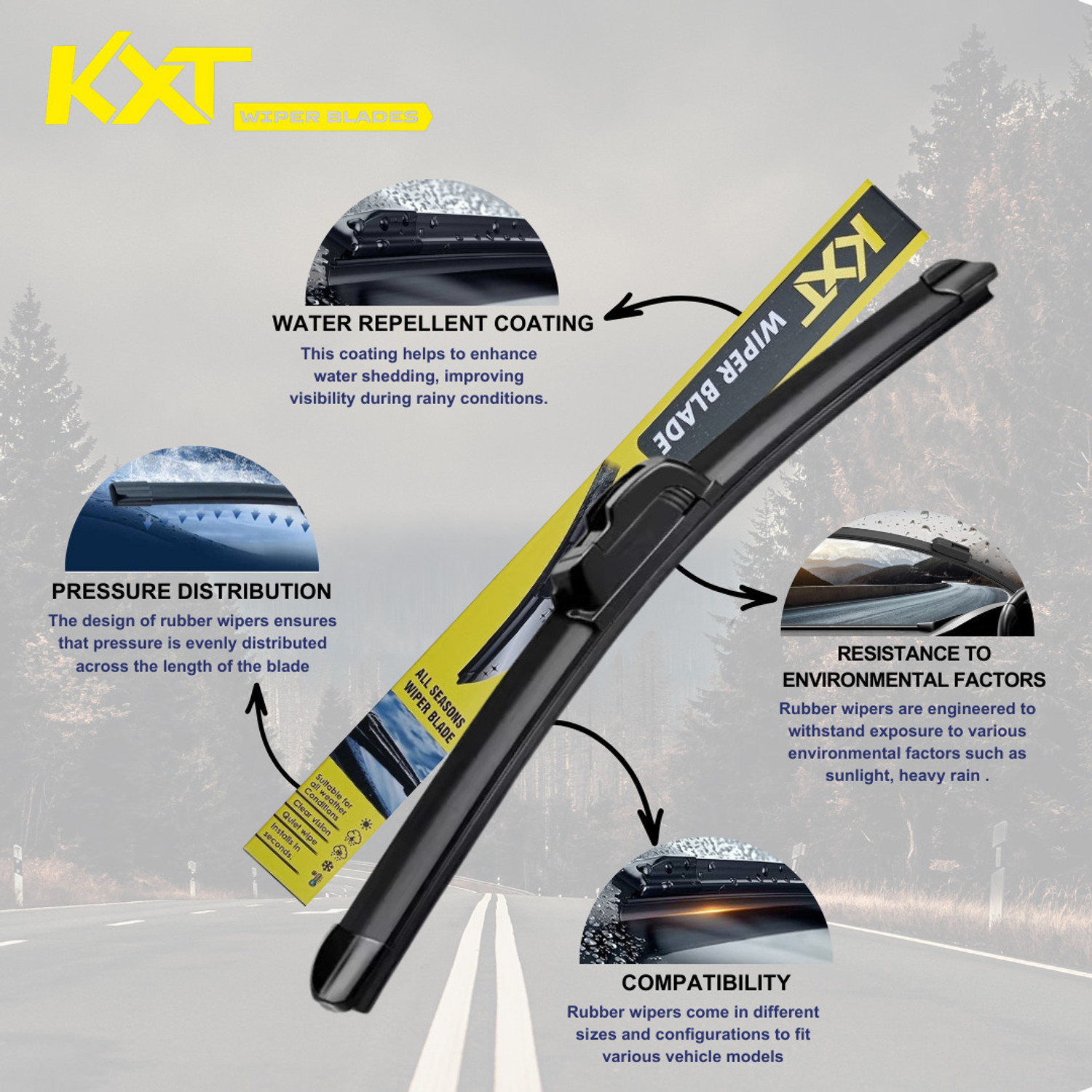 Image of Kxt Frameless Wiper Blades Windshield Wiper