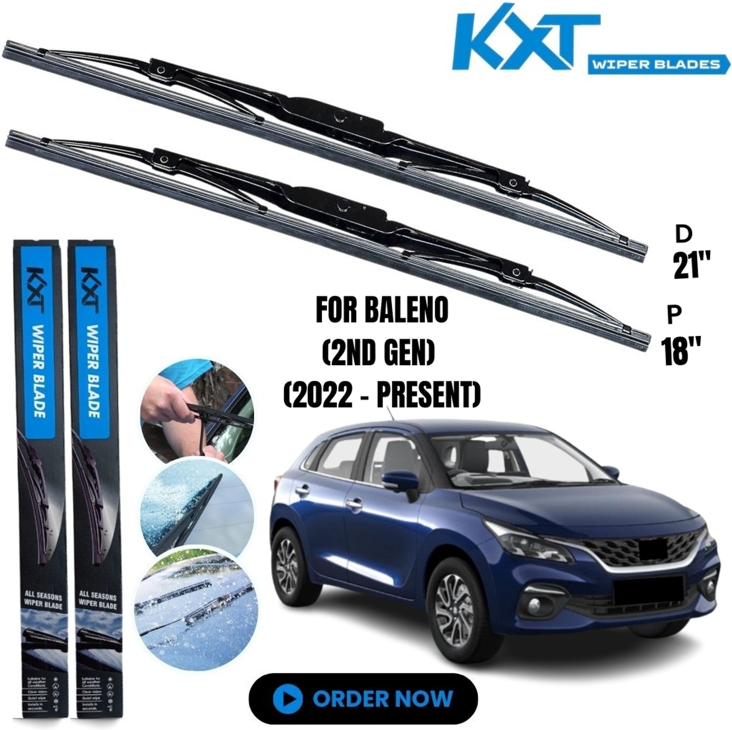 Image of Kxt Flat with Frame Wiper Blade Windshield Wiper