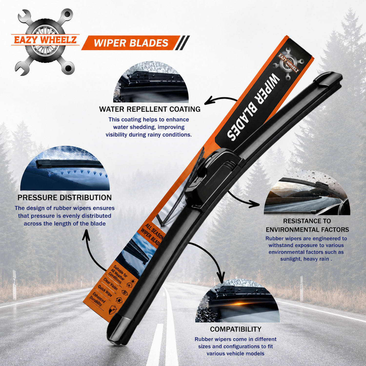 Image of Eazy wheelz FRAMELESS WIPER BLADE Windshield Wiper