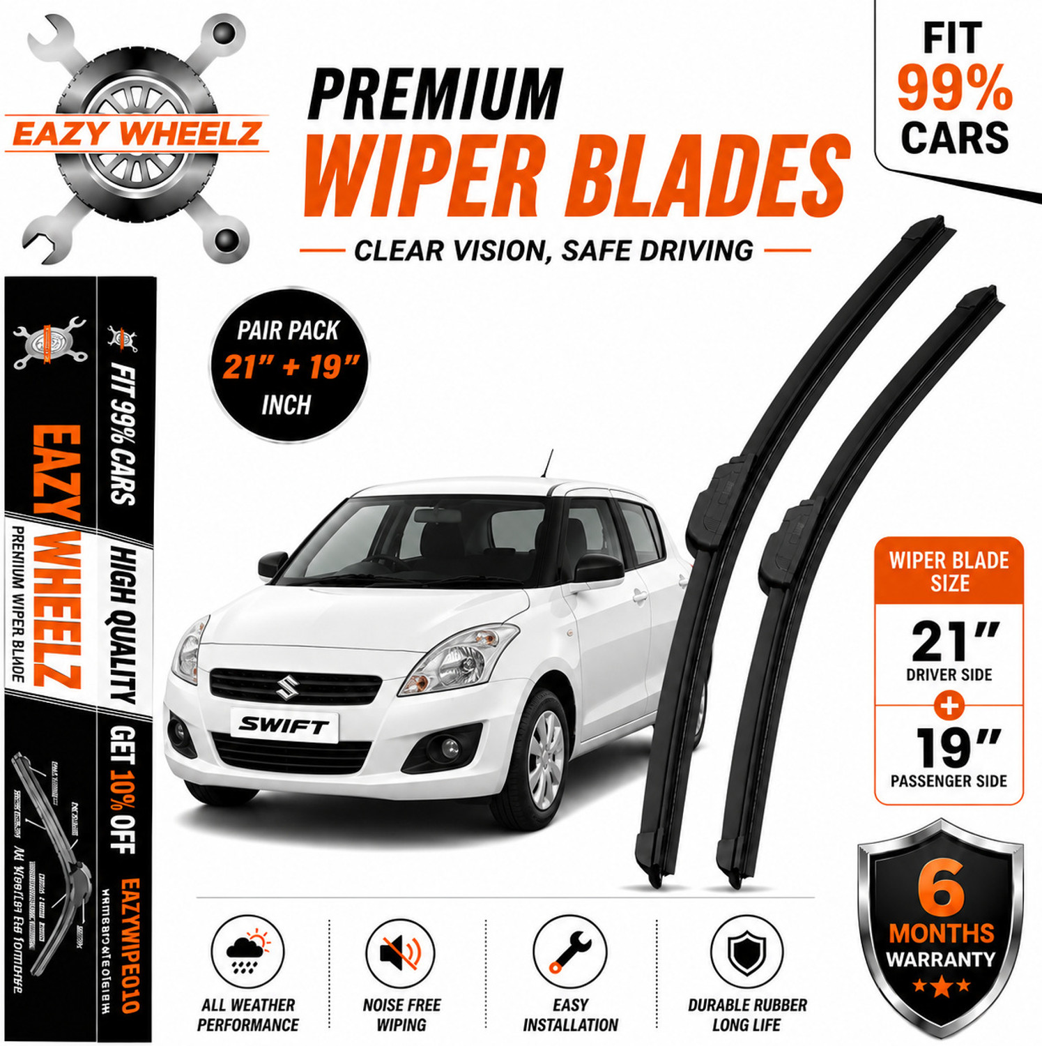Image of Eazy wheelz FRAMELESS WIPER BLADE Windshield Wiper