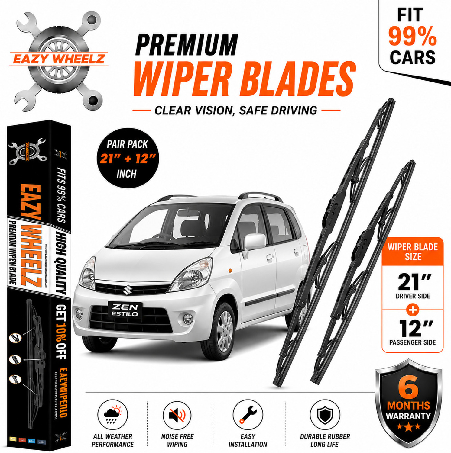 Image of Eazy wheelz METAL WIPER BLADE Windshield Wiper
