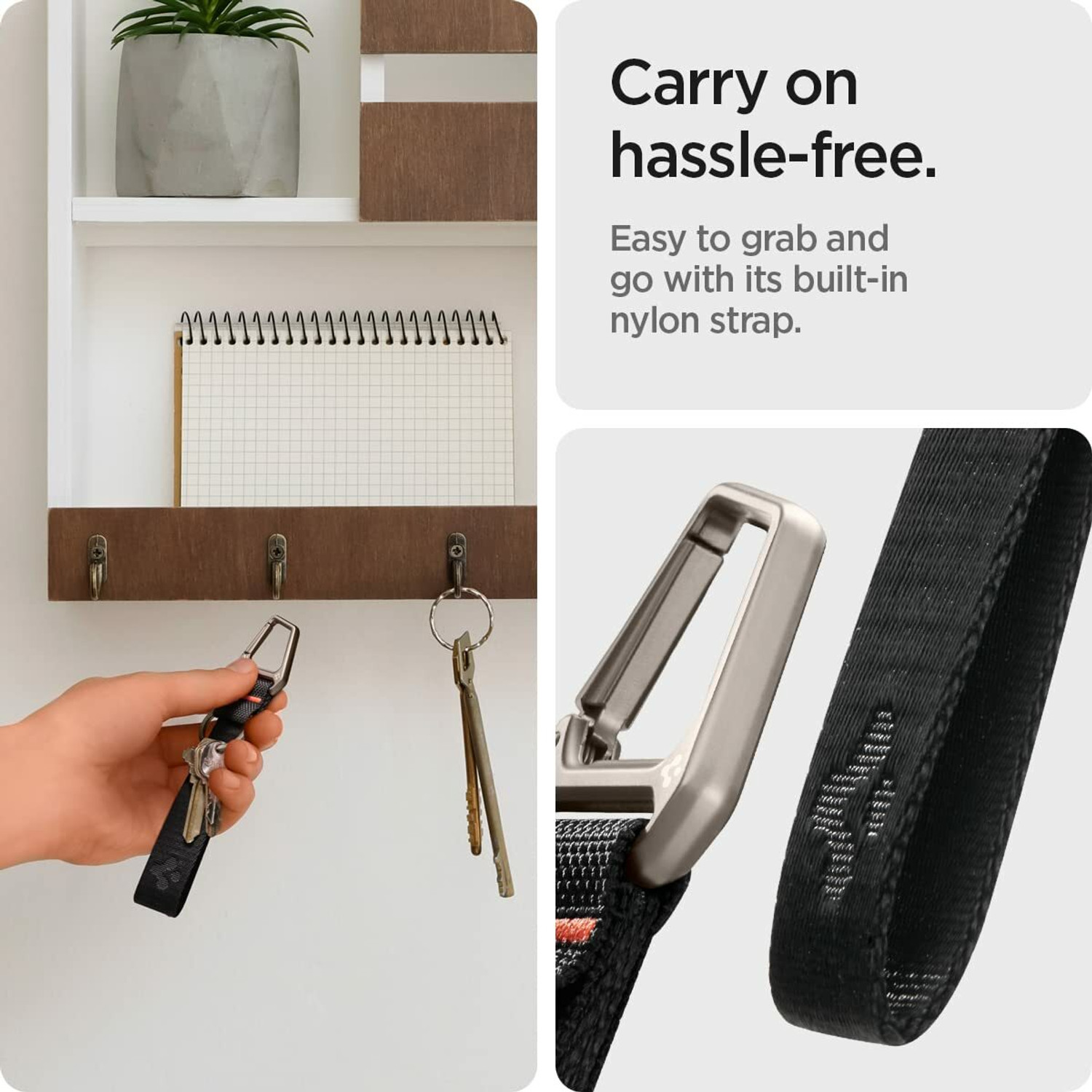 Image of Spigen Keychain Strap for Keys and Everyday Carry Items Keychain Ring Locking Carabiner