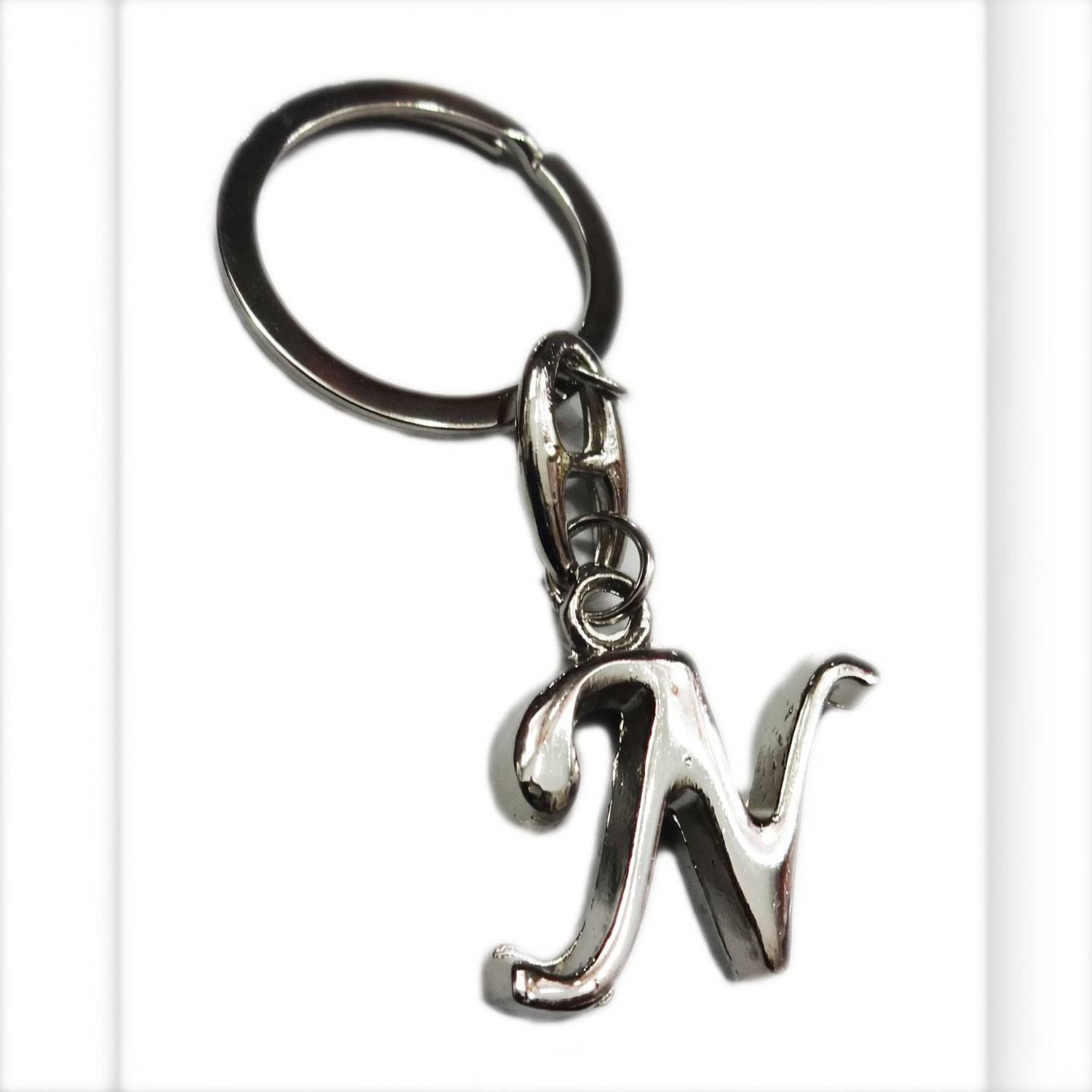 ADITYA TRADERS 'N' Full Metal Alphabet Ring Key Chain