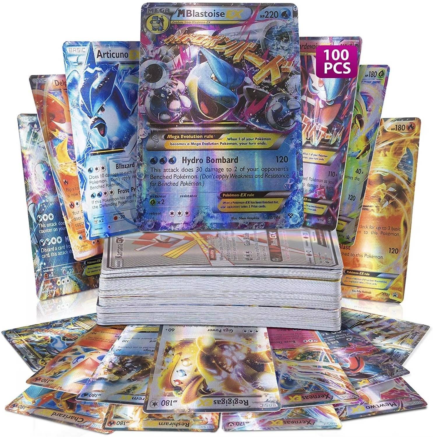CrazyBuy Pokemon TCG 100 PCS Ultra Shiny Cards Includes EX GX V