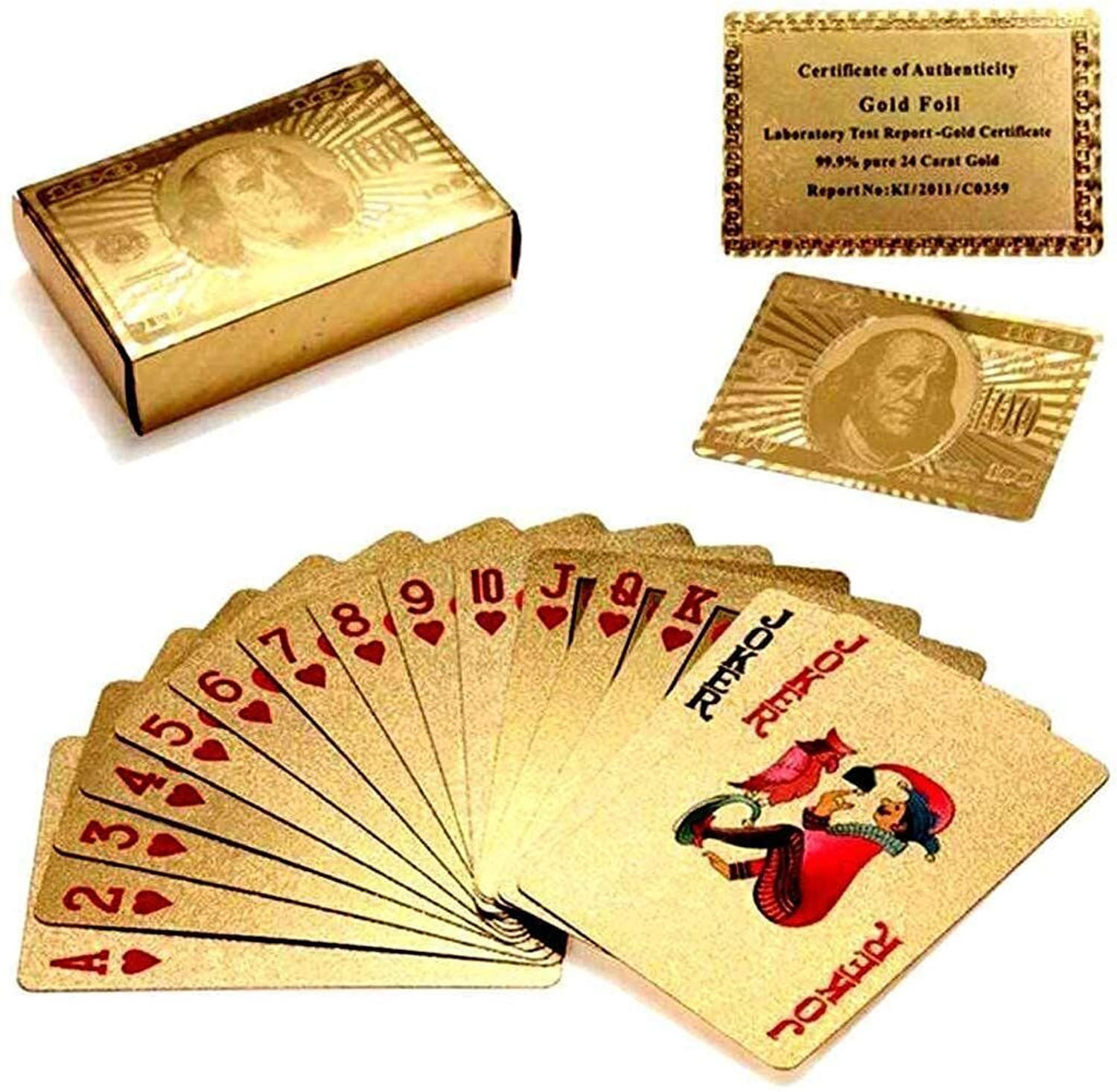 Image of DANDLES 24 K Gold Cards Waterproof Poker Playing Cards Plastic Deck Playing Card