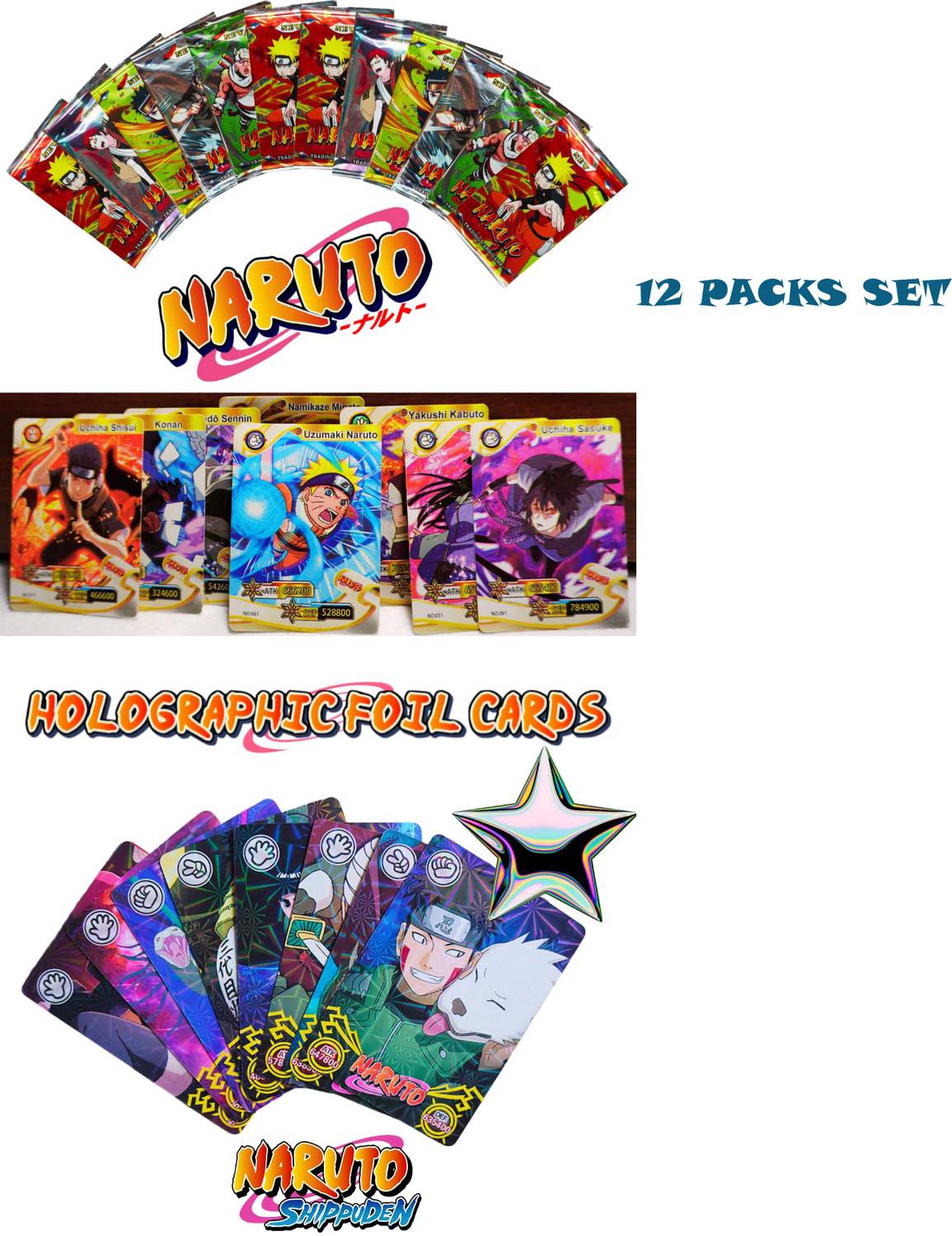 TCG Rare Naruto Shinning cards set of 12 packs - Rare Naruto
