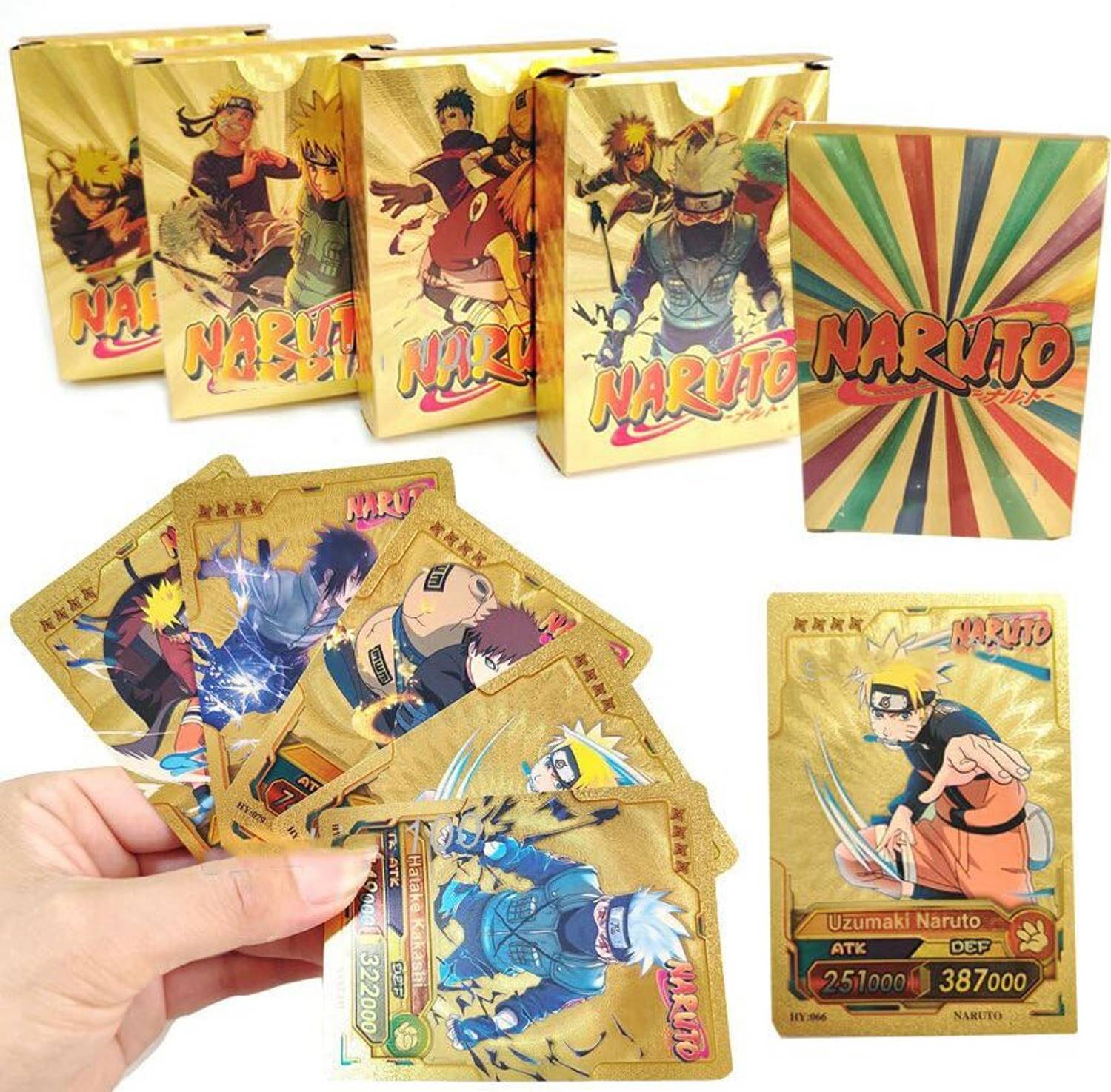TCG New Edition Naruto Gold Playing cards Rare waterproof PVC set
