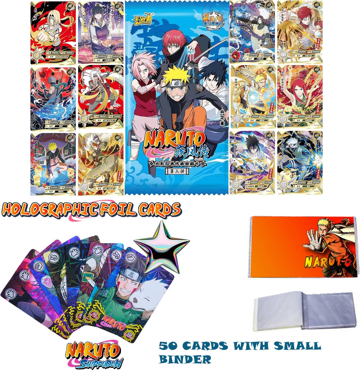 AncientKart Naruto Shinning cards set of 50 with album