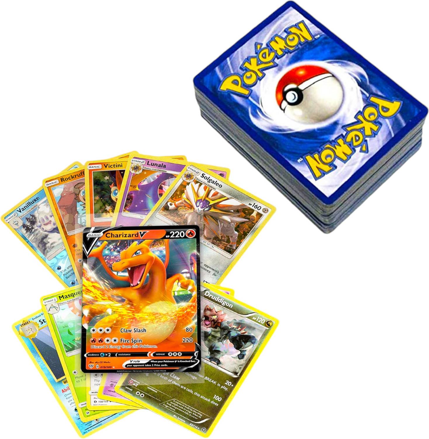 Bestdeals Pokemon cards real 56 card booster tcg pack set high hp playing  deck box game - Pokemon cards real 56 card booster tcg pack set high hp  playing deck box game .