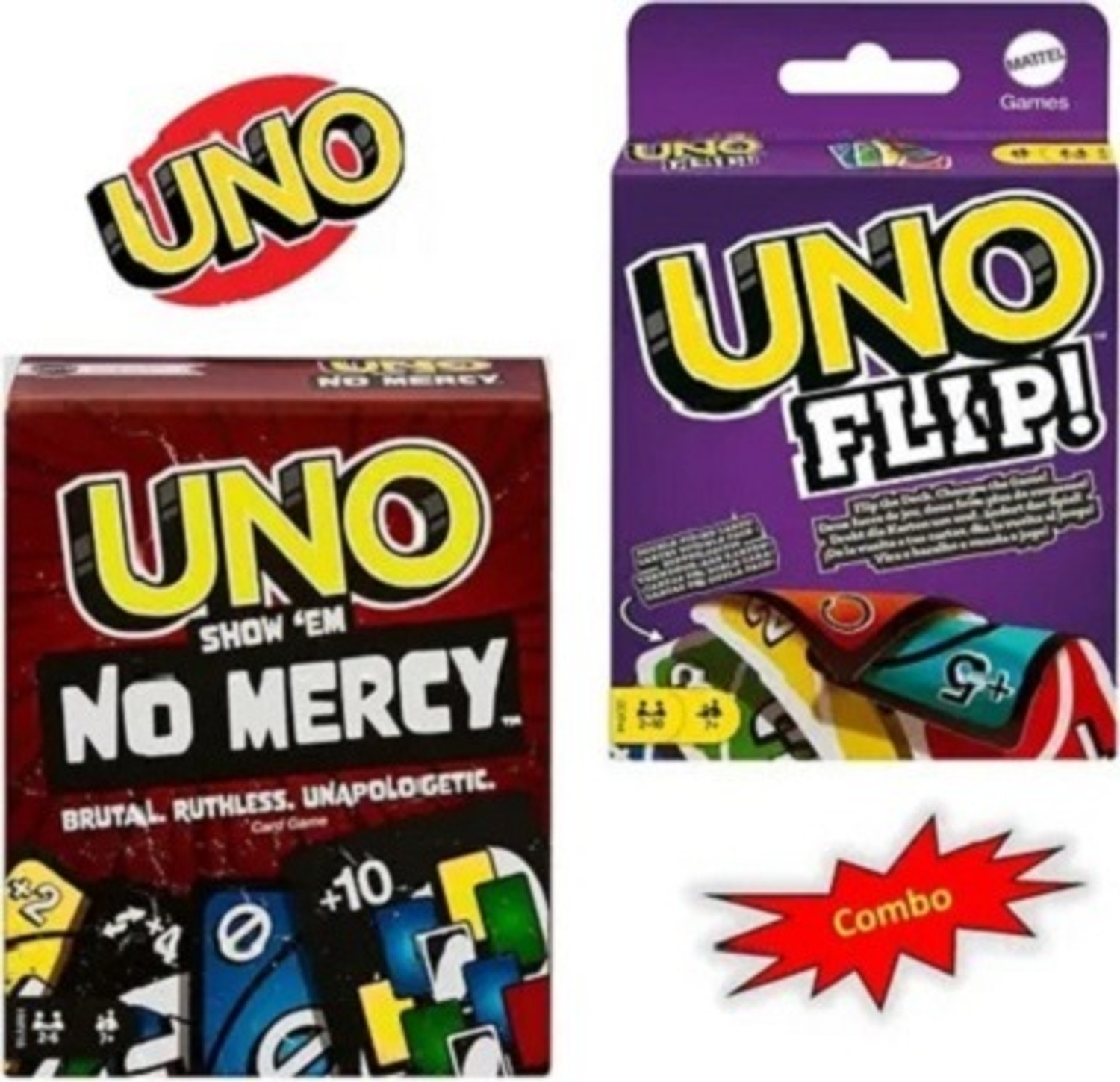 Image of Zuigo UNO FLIP +UNO No Mercy Cards Game COMBO PK For- Family Kids & Adults-
