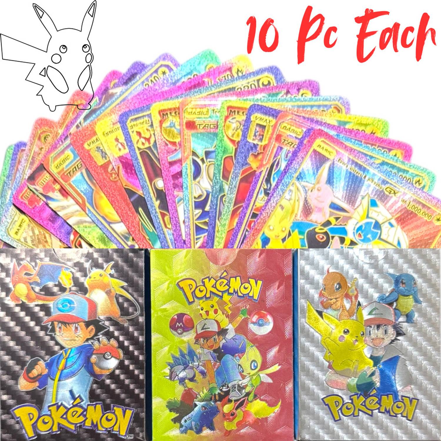valuableplus Pokémon Cards 30Pc Playing Foil Cards For Kids ( 10Pc