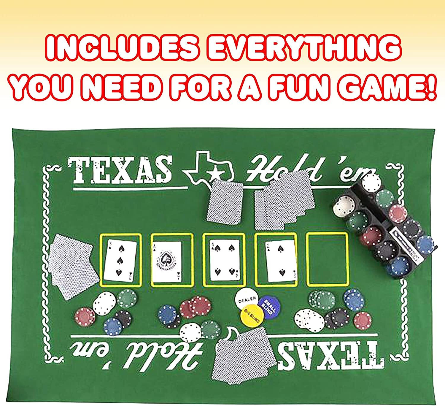 Image of HOW(House Of Wishes) Texas Holdem Poker Game Set Includes 2 Card, Decks Holder and Tin Storage Box