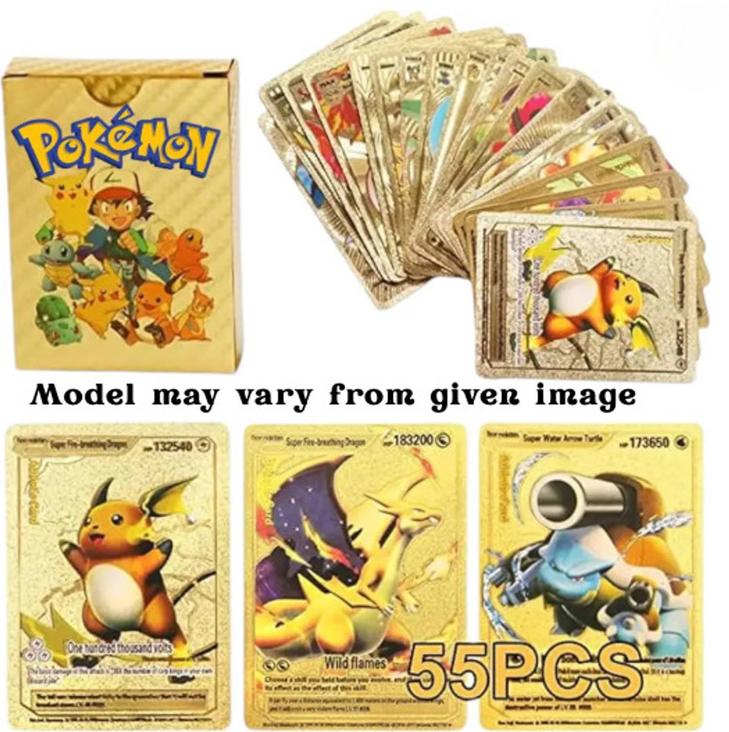55 golden pokemon cards Pokemon Gold Trading Card Deck - 55 Cards - Sealed