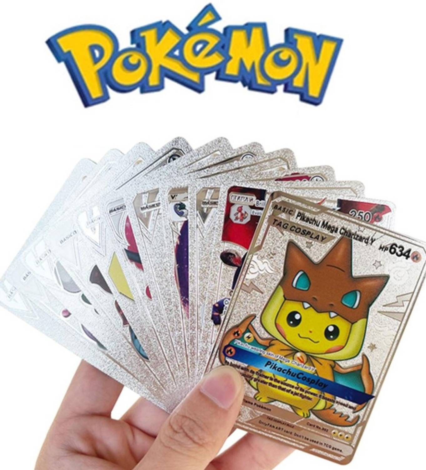 CrazyBuy Pokemon Silver Foil Cards Vmax V GX EX DX Collection Rare