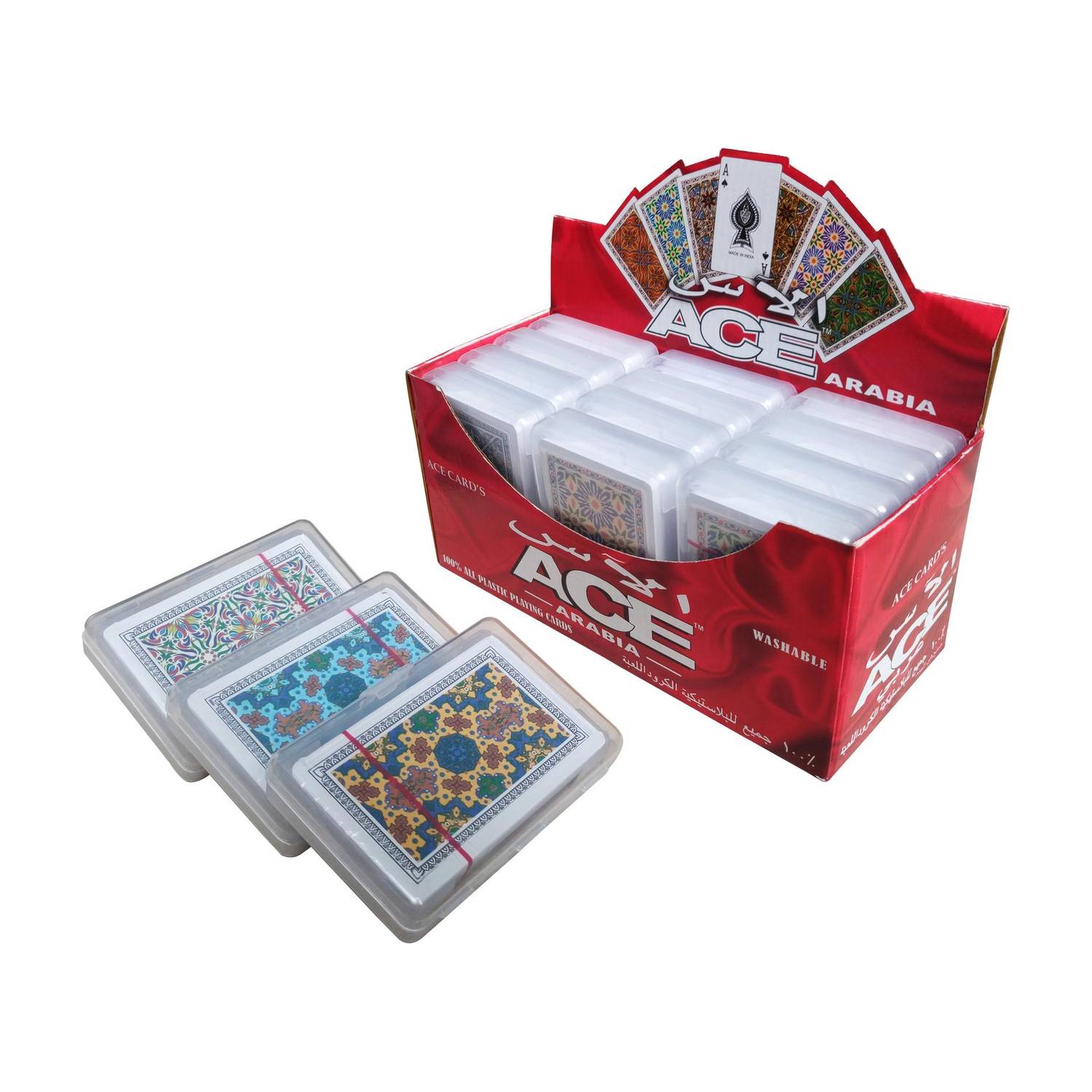 The Ace Card company Pack of 3 Pure Plastic Playing Card Decks Washable