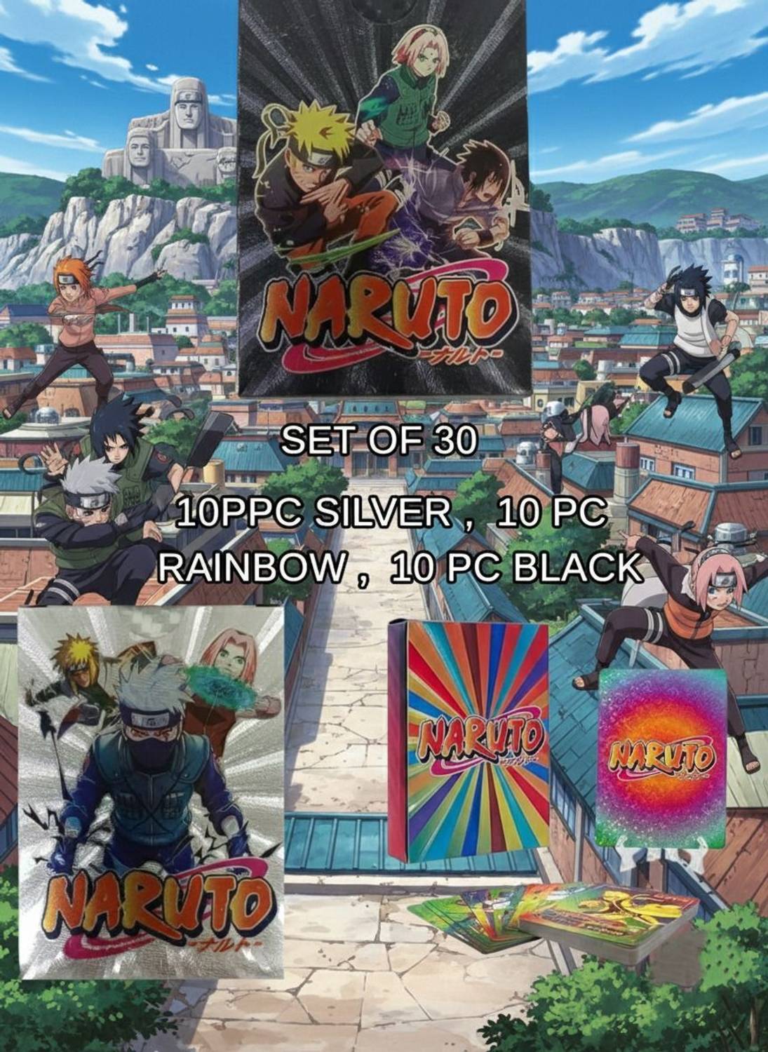 kartkaro Naruto Trading Cards Set of 30 | Silver Black Rainbow