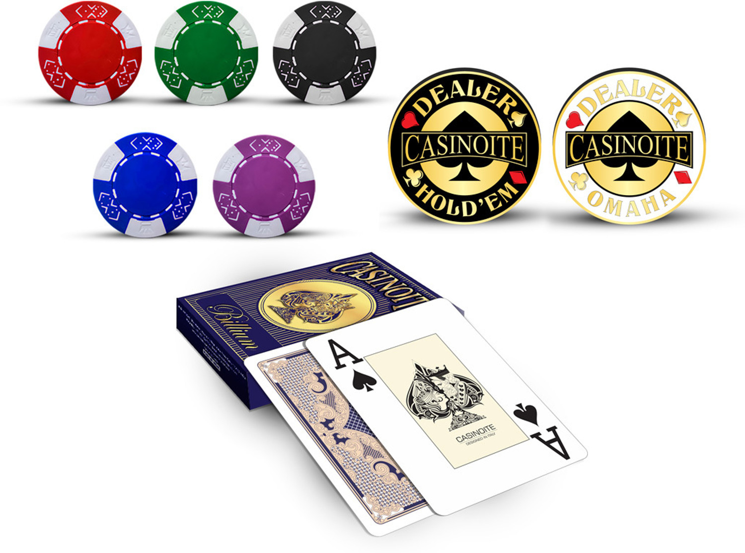 Image of Casinoite Billium Clay 300 Poker Chips Set without Denomination Silver
