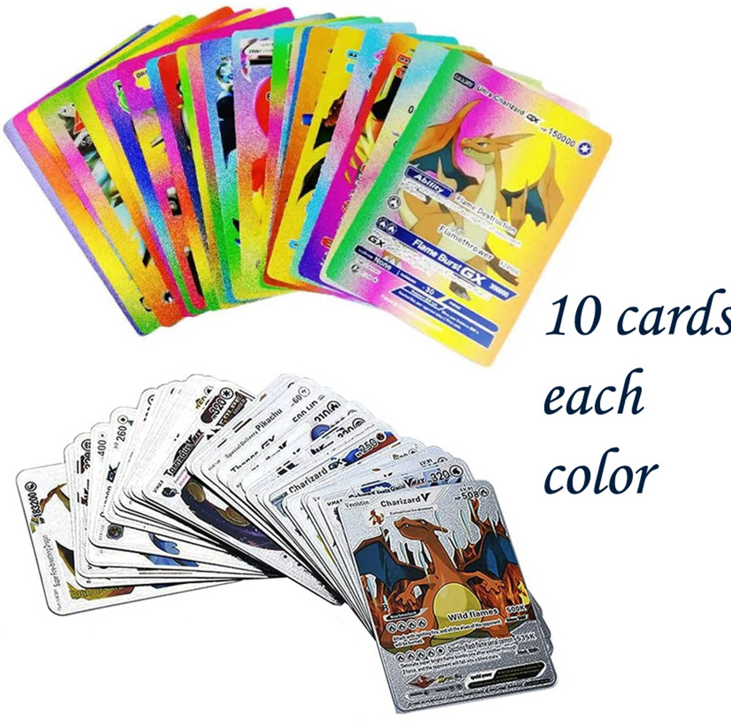 AncientKart Silver & Rainbow Rare PVC waterproof cards set of 20