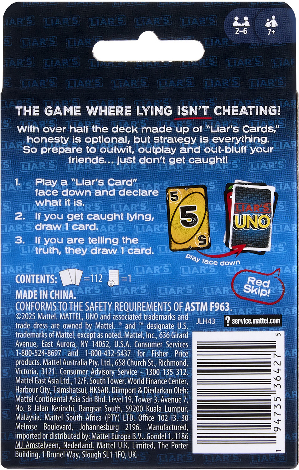 Image of mattel GAMES Liars UNO Card Game for Adults, Kids, Families, Parties & Game Nights