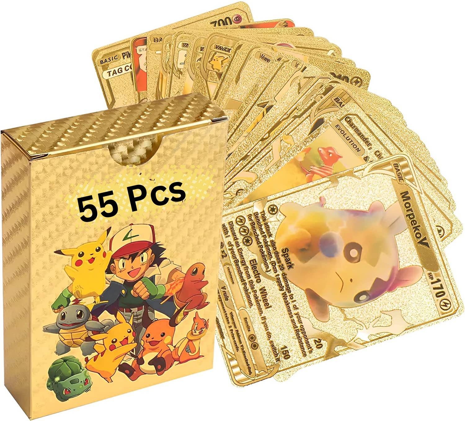 CABINULS Waterproof 55pcs Pookemon TCG Gold Card Box V Series Vmax Gx Playing Card