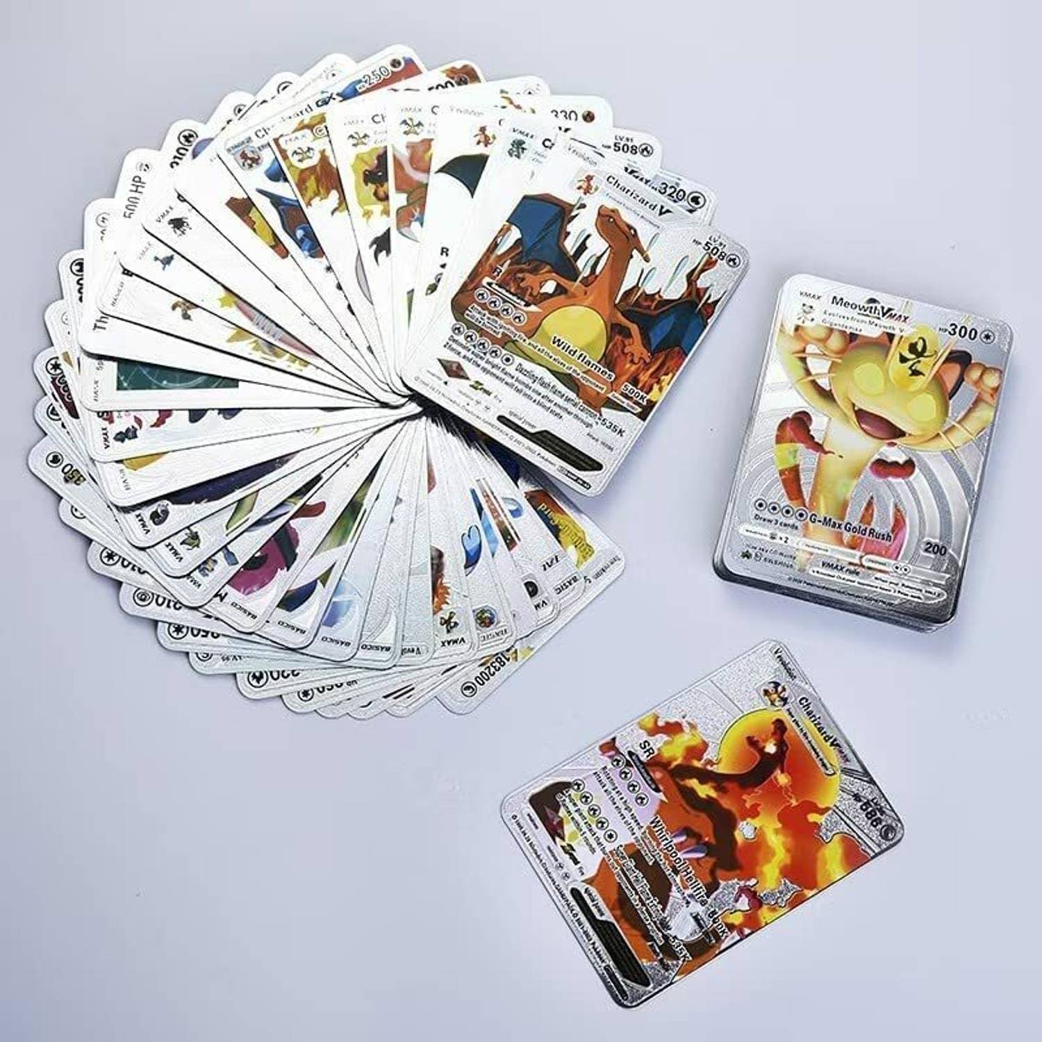 FITUP ™Waterproof 55pcs Pokemon TCG Silver Card Box V Series Vmax