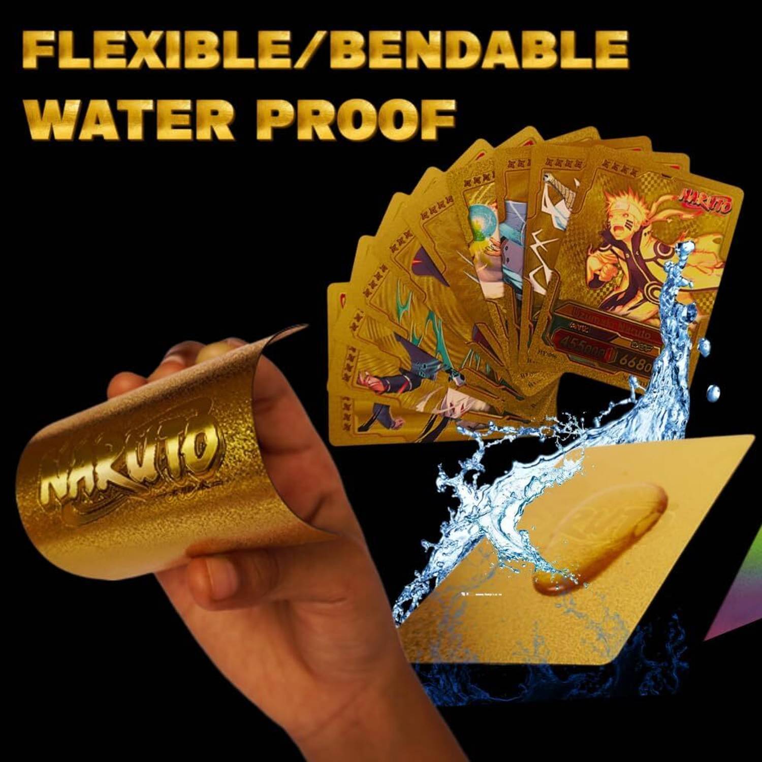 NARUTO TCG ゴールドカードセット 海外版 TCG New Edition Naruto Gold Playing cards Rare waterproof PVC set