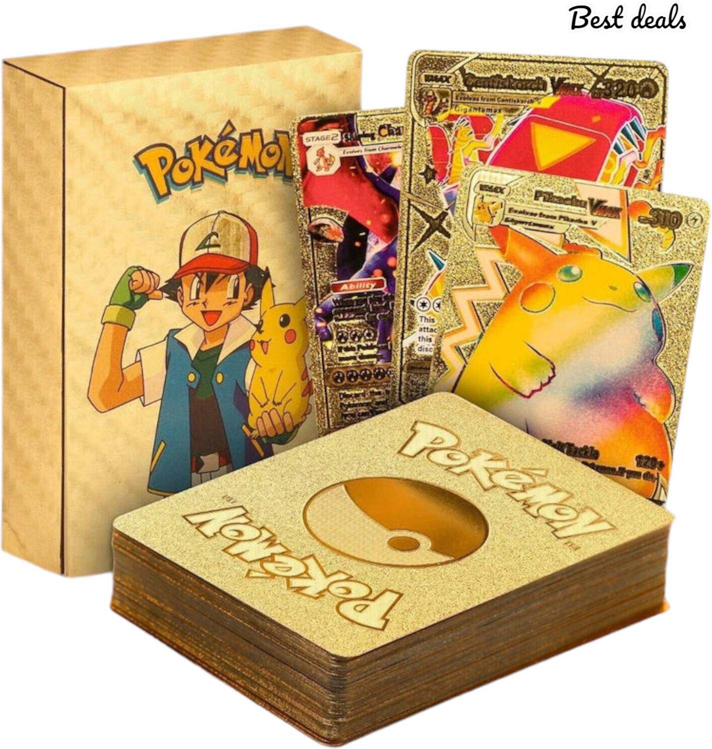 Bestdeals Pokemon cards golden,55 pokemon card gold, tcg box deck pack set