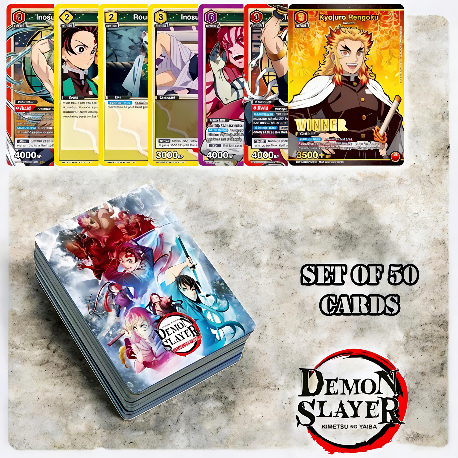 Image of EpicTurners Demon Slayer Anime Cards | Tanjiro Nezuko Zenitsu Inosuke 50 Cards